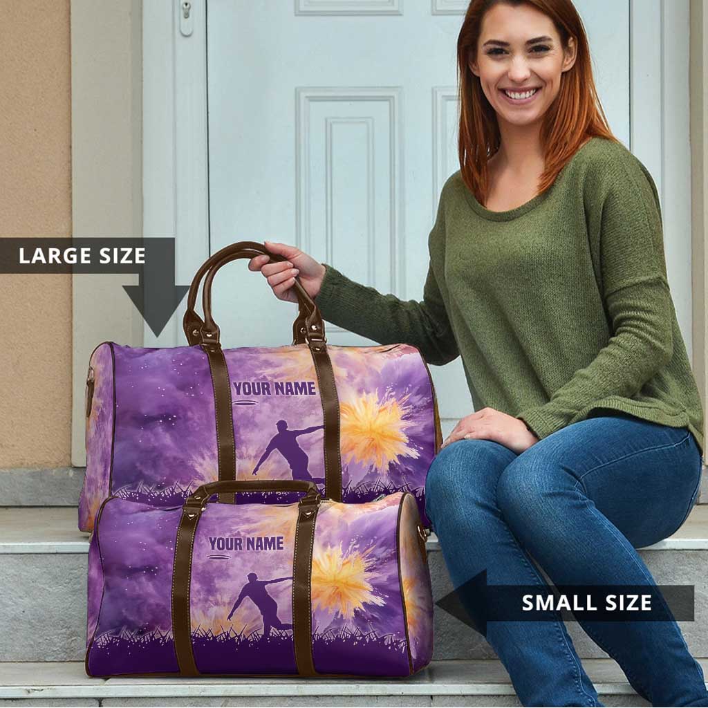 Custom Disc Golf Travel Bag with Purple Sunset Tie Dye Basket and Player Silhouette - Wonder Print Shop