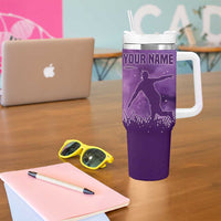 Custom Disc Golf Tumbler With Handle with Purple Sunset Tie Dye Basket and Player Silhouette - Wonder Print Shop