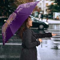 Custom Disc Golf Umbrella with Purple Sunset Tie Dye Basket and Player Silhouette - Wonder Print Shop