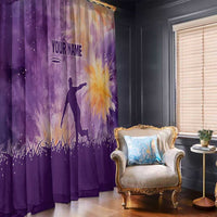 Custom Disc Golf Window Curtain with Purple Sunset Tie Dye Basket and Player Silhouette - Wonder Print Shop