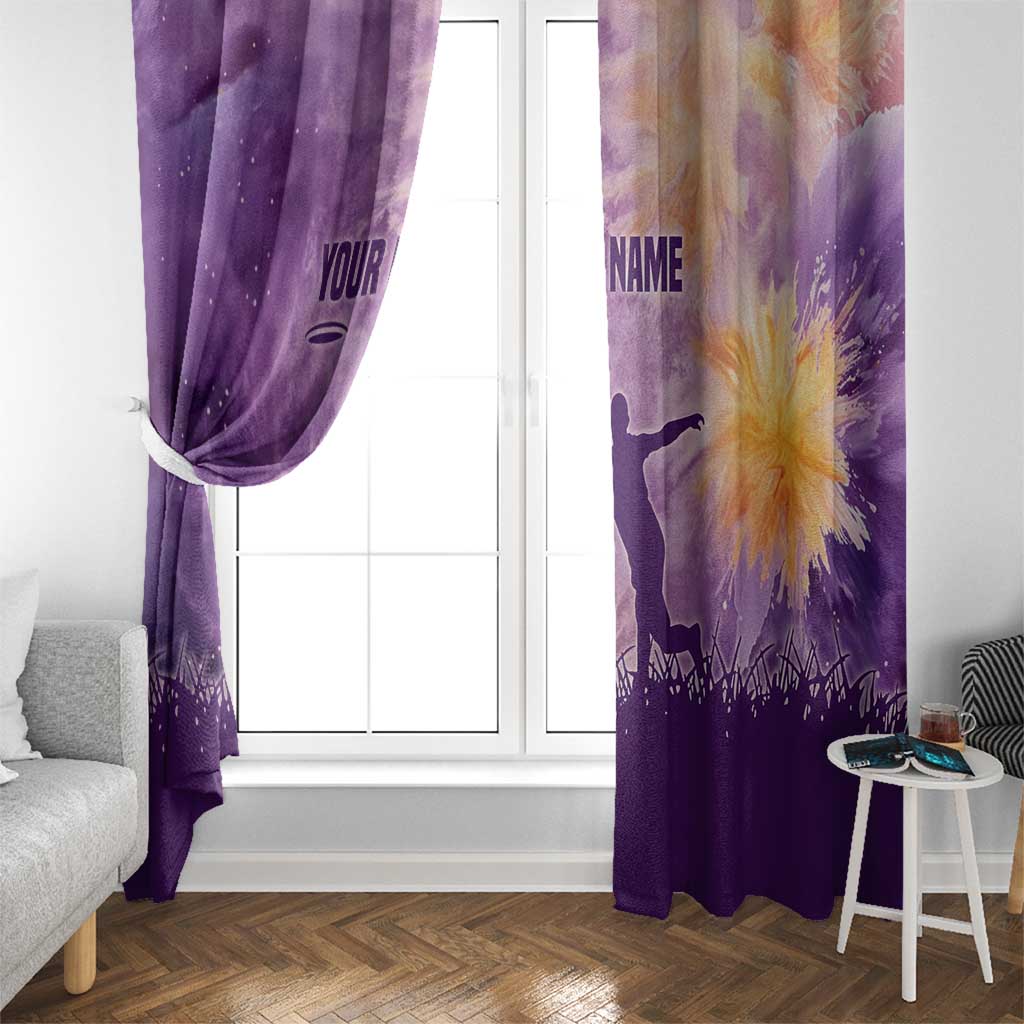 Custom Disc Golf Window Curtain with Purple Sunset Tie Dye Basket and Player Silhouette - Wonder Print Shop