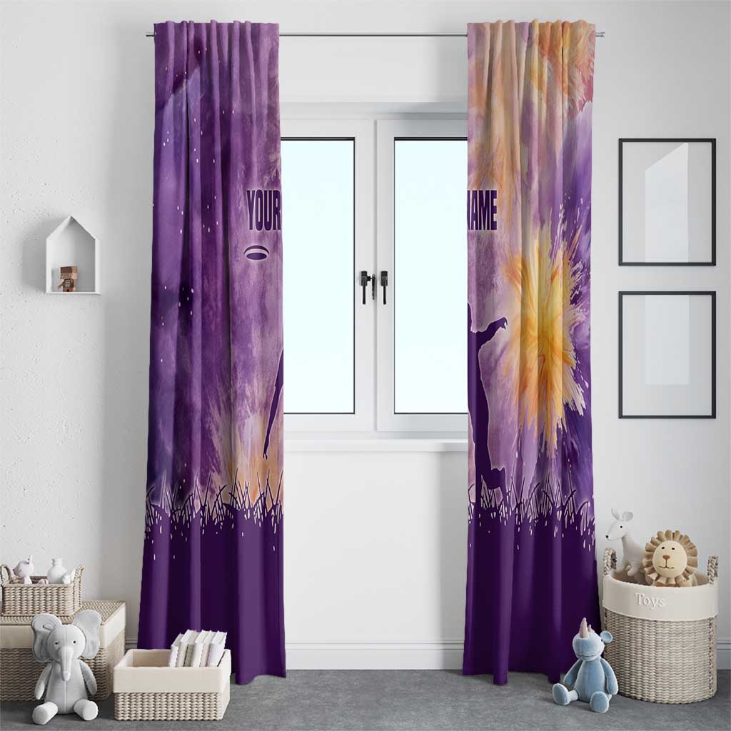 Custom Disc Golf Window Curtain with Purple Sunset Tie Dye Basket and Player Silhouette - Wonder Print Shop