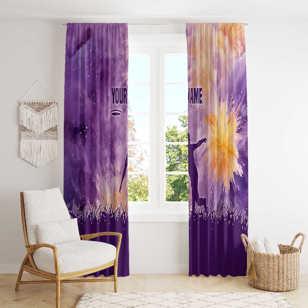 Custom Disc Golf Window Curtain with Purple Sunset Tie Dye Basket and Player Silhouette - Wonder Print Shop