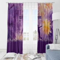 Custom Disc Golf Window Curtain with Purple Sunset Tie Dye Basket and Player Silhouette - Wonder Print Shop