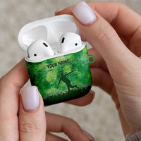 Custom Disc Golf AirPods Case with Green Tie Dye Basket and Player Silhouette - Wonder Print Shop