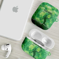 Custom Disc Golf AirPods Case with Green Tie Dye Basket and Player Silhouette - Wonder Print Shop