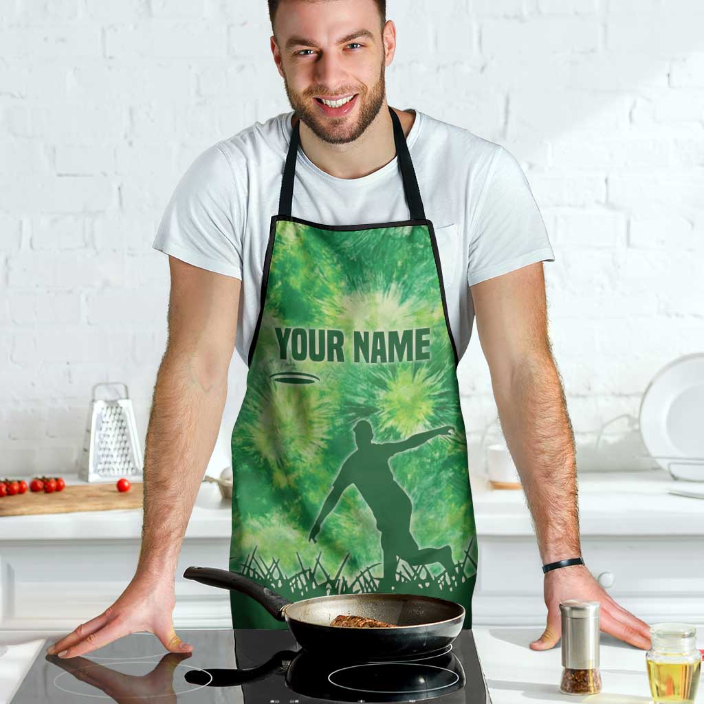 Custom Disc Golf Apron with Green Tie Dye Basket and Player Silhouette - Wonder Print Shop