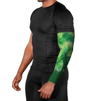 Custom Disc Golf Arm Sleeves with Green Tie Dye Basket and Player Silhouette - Wonder Print Shop