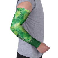 Custom Disc Golf Arm Sleeves with Green Tie Dye Basket and Player Silhouette - Wonder Print Shop