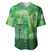 Custom Disc Golf Baseball Jersey with Green Tie Dye Basket and Player Silhouette - Wonder Print Shop