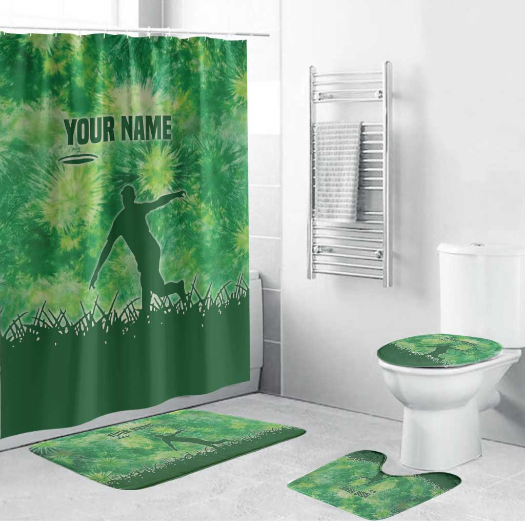 Custom Disc Golf Bathroom Set with Green Tie Dye Basket and Player Silhouette - Wonder Print Shop