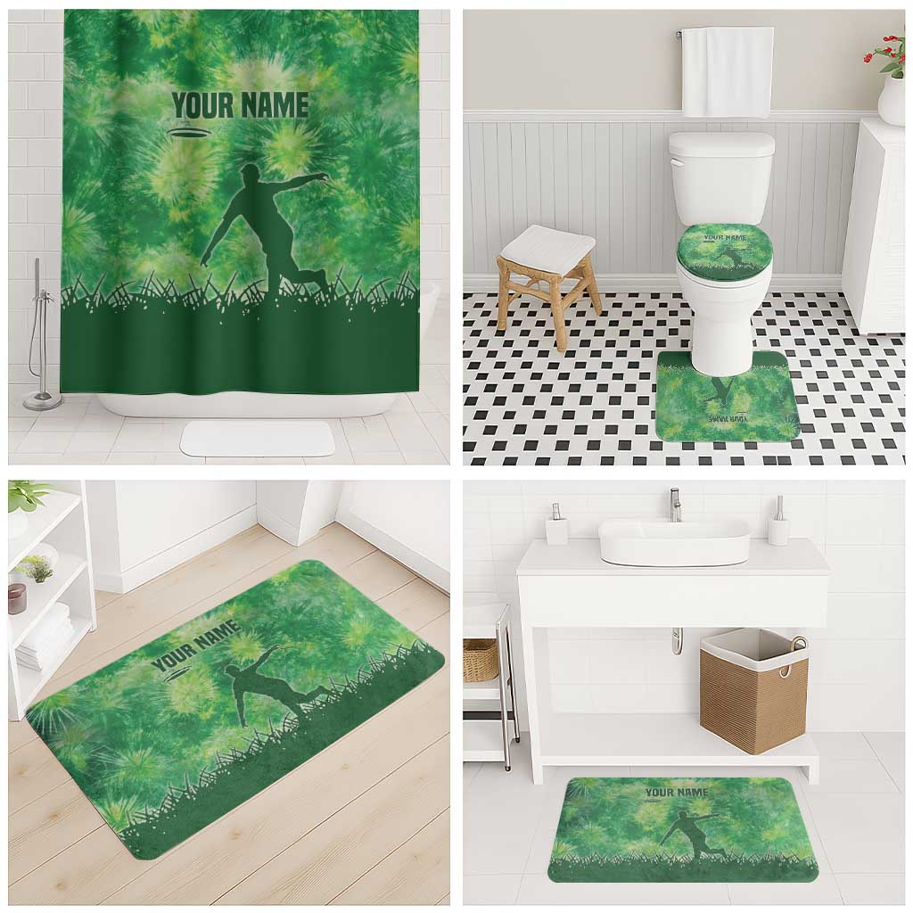 Custom Disc Golf Bathroom Set with Green Tie Dye Basket and Player Silhouette - Wonder Print Shop
