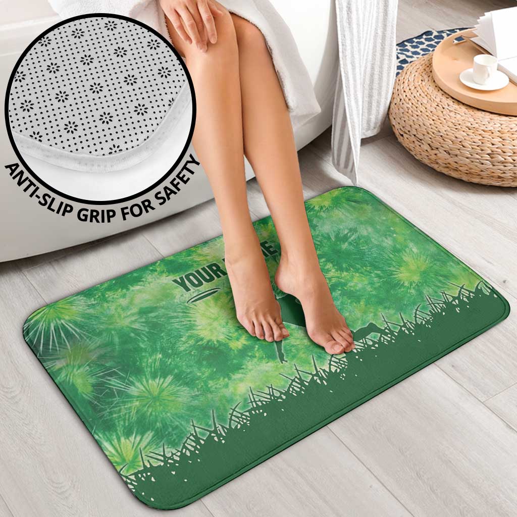 Custom Disc Golf Bathroom Set with Green Tie Dye Basket and Player Silhouette - Wonder Print Shop