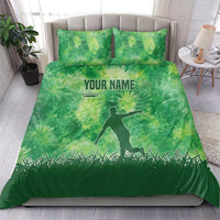 Custom Disc Golf Bedding Set with Green Tie Dye Basket and Player Silhouette - Wonder Print Shop