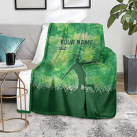 Custom Disc Golf Blanket with Green Tie Dye Basket and Player Silhouette - Wonder Print Shop