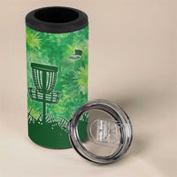 Custom Disc Golf 4 in 1 Can Cooler Tumbler with Green Tie Dye Basket and Player Silhouette - Wonder Print Shop