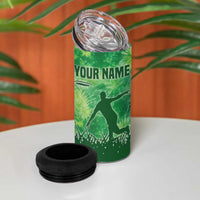 Custom Disc Golf 4 in 1 Can Cooler Tumbler with Green Tie Dye Basket and Player Silhouette - Wonder Print Shop