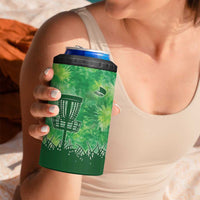 Custom Disc Golf 4 in 1 Can Cooler Tumbler with Green Tie Dye Basket and Player Silhouette - Wonder Print Shop