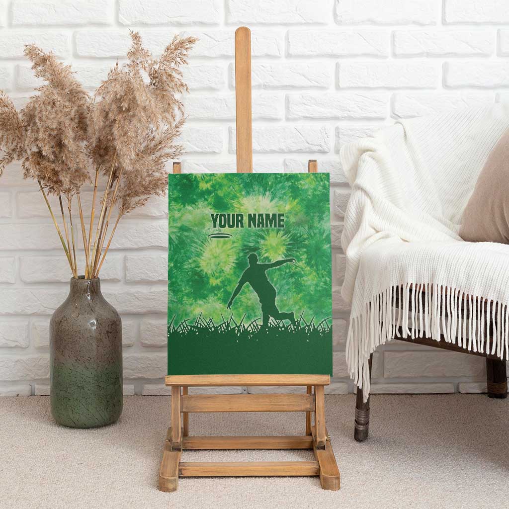 Custom Disc Golf Canvas Wall Art with Green Tie Dye Basket and Player Silhouette - Wonder Print Shop