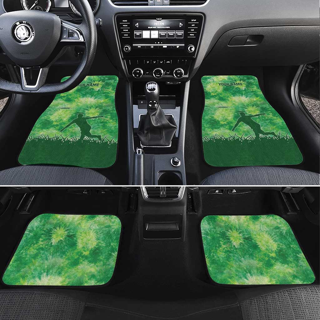 Custom Disc Golf Car Mats with Green Tie Dye Basket and Player Silhouette - Wonder Print Shop