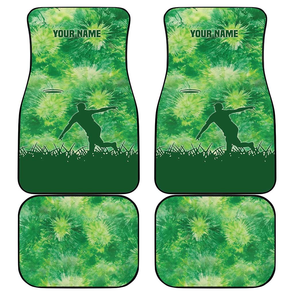 Custom Disc Golf Car Mats with Green Tie Dye Basket and Player Silhouette - Wonder Print Shop