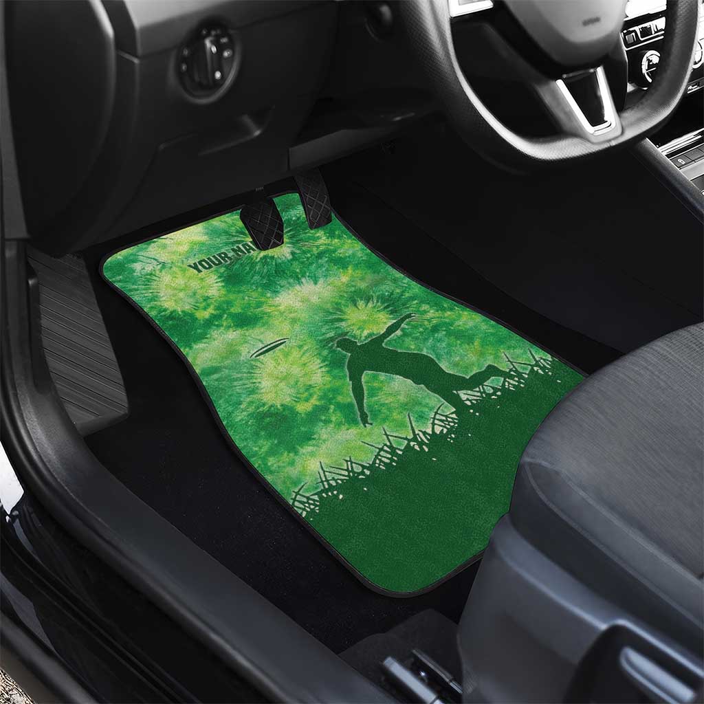 Custom Disc Golf Car Mats with Green Tie Dye Basket and Player Silhouette - Wonder Print Shop
