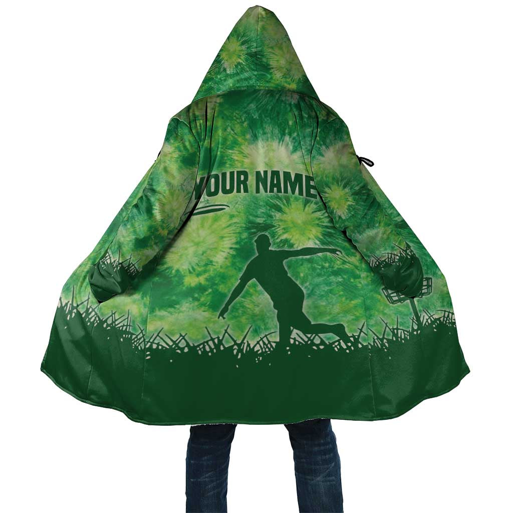 Custom Disc Golf Cloak with Green Tie Dye Basket and Player Silhouette - Wonder Print Shop