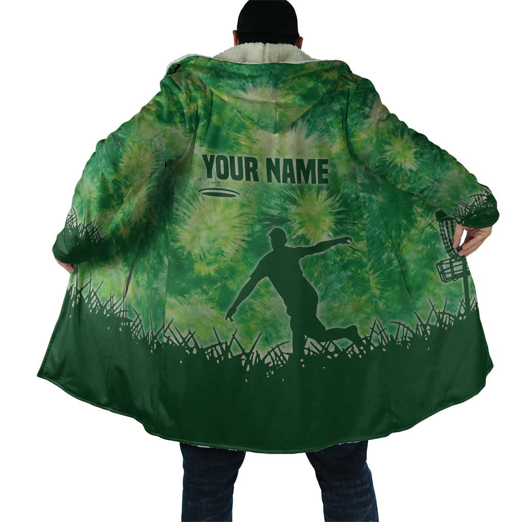 Custom Disc Golf Cloak with Green Tie Dye Basket and Player Silhouette - Wonder Print Shop