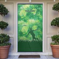 Custom Disc Golf Door Cover with Green Tie Dye Basket and Player Silhouette - Wonder Print Shop