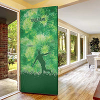 Custom Disc Golf Door Cover with Green Tie Dye Basket and Player Silhouette - Wonder Print Shop
