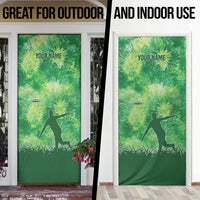 Custom Disc Golf Door Cover with Green Tie Dye Basket and Player Silhouette - Wonder Print Shop