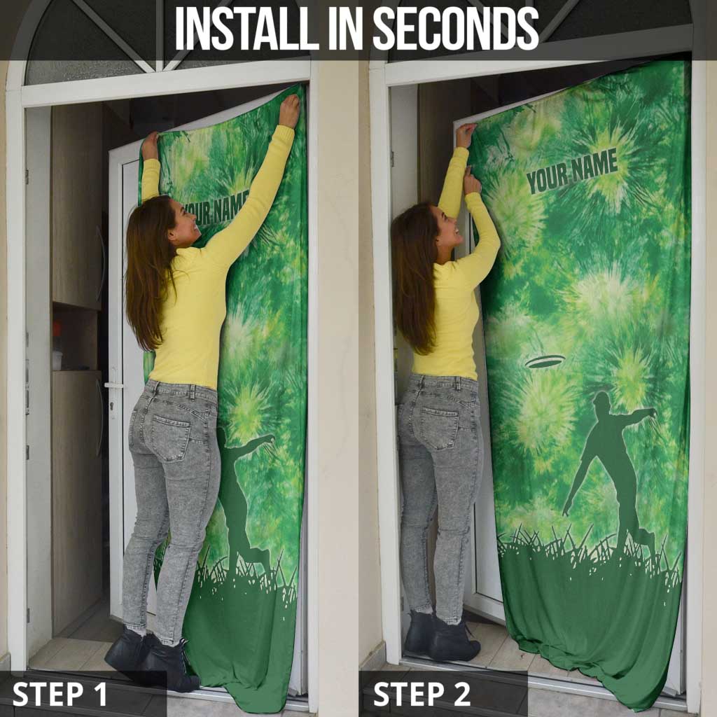 Custom Disc Golf Door Cover with Green Tie Dye Basket and Player Silhouette - Wonder Print Shop