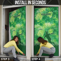 Custom Disc Golf Door Cover with Green Tie Dye Basket and Player Silhouette - Wonder Print Shop