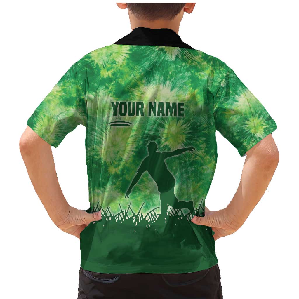 Custom Disc Golf Family Matching Mermaid Dress and Hawaiian Shirt with Green Tie Dye Basket and Player Silhouette - Wonder Print Shop
