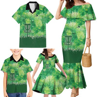 Custom Disc Golf Family Matching Mermaid Dress and Hawaiian Shirt with Green Tie Dye Basket and Player Silhouette - Wonder Print Shop