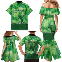 Custom Disc Golf Family Matching Mermaid Dress and Hawaiian Shirt with Green Tie Dye Basket and Player Silhouette - Wonder Print Shop