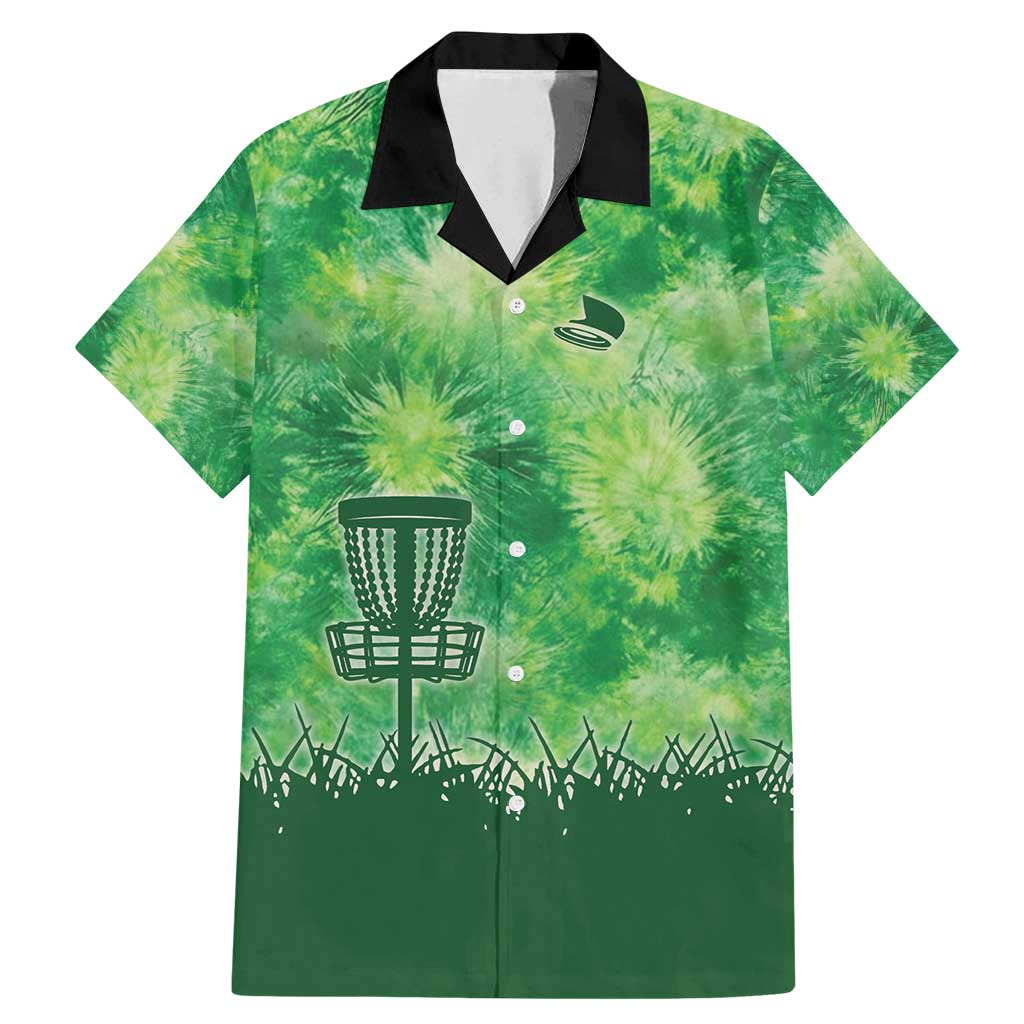 Custom Disc Golf Family Matching Mermaid Dress and Hawaiian Shirt with Green Tie Dye Basket and Player Silhouette - Wonder Print Shop