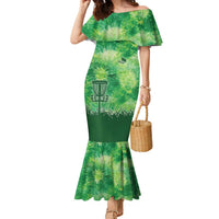 Custom Disc Golf Family Matching Mermaid Dress and Hawaiian Shirt with Green Tie Dye Basket and Player Silhouette - Wonder Print Shop