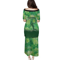 Custom Disc Golf Family Matching Puletasi and Hawaiian Shirt with Green Tie Dye Basket and Player Silhouette - Wonder Print Shop