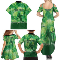 Custom Disc Golf Family Matching Summer Maxi Dress and Hawaiian Shirt with Green Tie Dye Basket and Player Silhouette - Wonder Print Shop