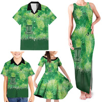 Custom Disc Golf Family Matching Tank Maxi Dress and Hawaiian Shirt with Green Tie Dye Basket and Player Silhouette - Wonder Print Shop