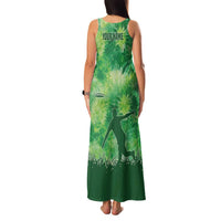 Custom Disc Golf Family Matching Tank Maxi Dress and Hawaiian Shirt with Green Tie Dye Basket and Player Silhouette - Wonder Print Shop
