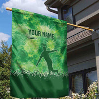 Custom Disc Golf Garden Flag with Green Tie Dye Basket and Player Silhouette - Wonder Print Shop