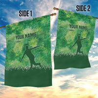 Custom Disc Golf Garden Flag with Green Tie Dye Basket and Player Silhouette - Wonder Print Shop