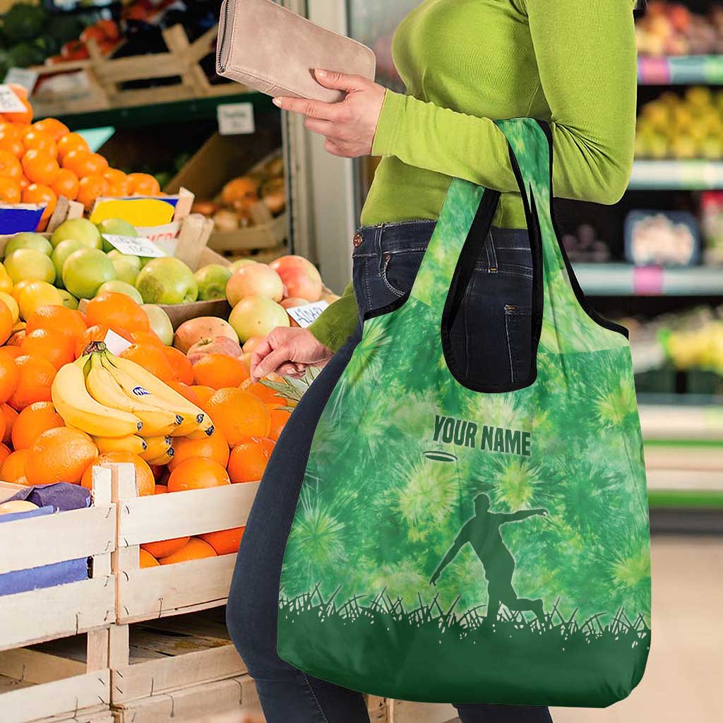 Custom Disc Golf Grocery Bag with Green Tie Dye Basket and Player Silhouette - Wonder Print Shop