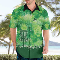 Custom Disc Golf Hawaiian Shirt with Green Tie Dye Basket and Player Silhouette - Wonder Print Shop