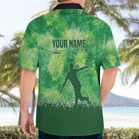 Custom Disc Golf Hawaiian Shirt with Green Tie Dye Basket and Player Silhouette - Wonder Print Shop
