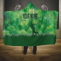 Custom Disc Golf Hooded Blanket with Green Tie Dye Basket and Player Silhouette - Wonder Print Shop