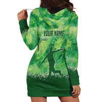 Custom Disc Golf Hoodie Dress with Green Tie Dye Basket and Player Silhouette - Wonder Print Shop