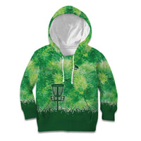 Custom Disc Golf Kid Hoodie with Green Tie Dye Basket and Player Silhouette - Wonder Print Shop